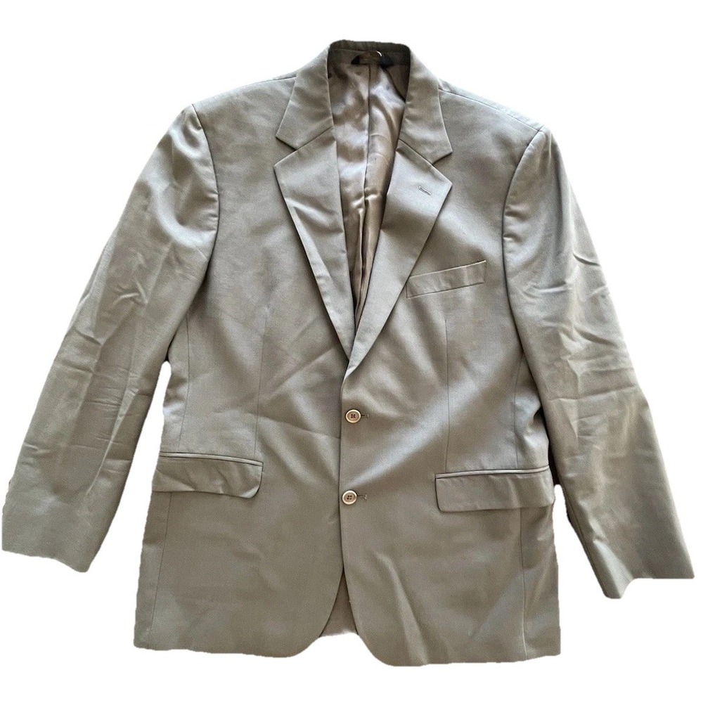 Brooks Brothers 346 Stretch Blazer Mens 42 RG‎ Taupe Wool Blend 2 Button Jacket